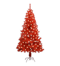 Sapin de Noël artificiel pré-éclairé et support rouge 120cm PVC