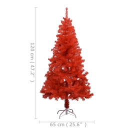 Sapin de Noël artificiel pré-éclairé et support rouge 120cm PVC