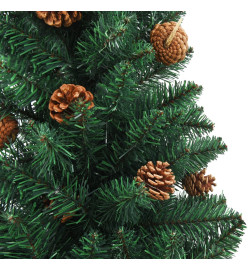 Sapin de Noël mince pré-éclairé et boules vert 180 cm PVC