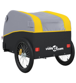 Remorque pour vélo noir et jaune 45 kg fer