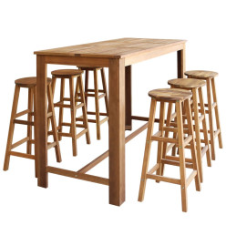 Table et tabourets de bar 7 pcs Bois d'acacia massif