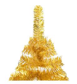 Sapin de Noël artificiel pré-éclairé et support doré 120 cm PET