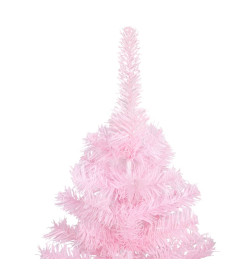 Sapin de Noël artificiel pré-éclairé et support rose 150 cm PVC