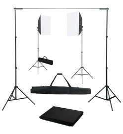 Kit de studio photo avec boîtes à lumière et toile de fond