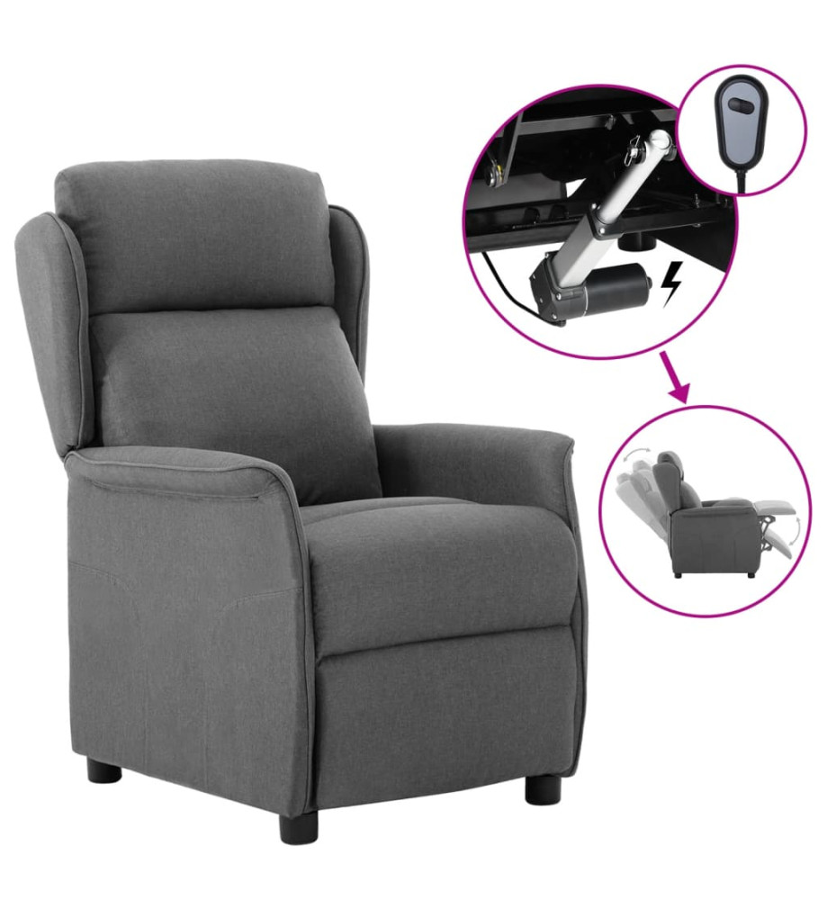 Fauteuil inclinable électrique Gris clair Tissu