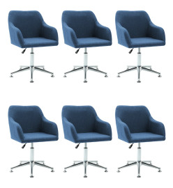 Chaises pivotantes à manger lot de 6 bleu tissu