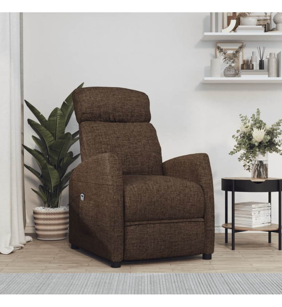 Fauteuil inclinable électrique Marron Tissu