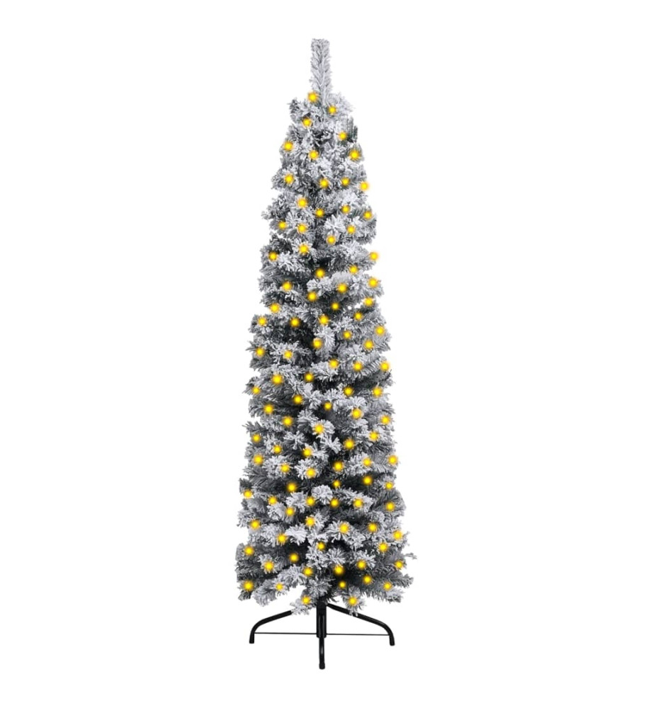 Sapin de Noël mince pré-éclairé flocon de neige vert 120 cm PVC