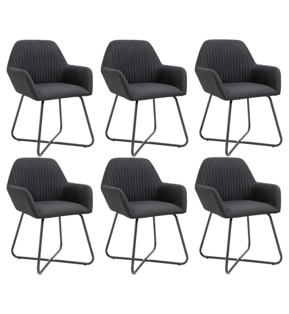 Chaises à manger lot de 6 noir tissu