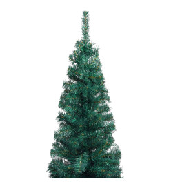 Sapin de Noël artificiel mince pré-éclairé/support vert 120 cm