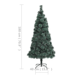 Sapin de Noël artificiel pré-éclairé et support vert 180 cm PET