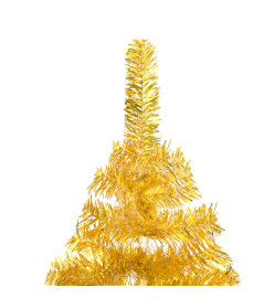 Sapin de Noël artificiel pré-éclairé et support doré 180 cm PET