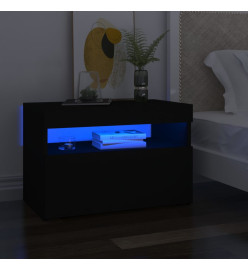 Table de chevet avec lumières LED noir 60x35x40 cm