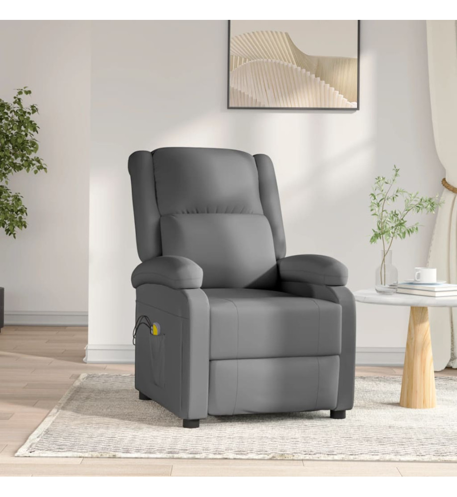 Fauteuil de massage électrique Anthracite Similicuir