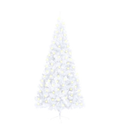 Sapin de Noël artificiel pré-éclairé moitié/support blanc 210cm