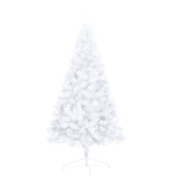 Sapin de Noël artificiel pré-éclairé moitié/support blanc 210cm