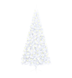 Sapin de Noël artificiel pré-éclairé moitié/support blanc 240cm