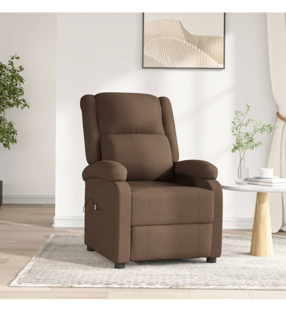 Fauteuil inclinable électrique Marron Tissu