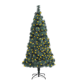 Sapin de Noël artificiel pré-éclairé et support vert 120 cm PET