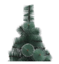 Sapin de Noël artificiel pré-éclairé et support vert 120 cm PET