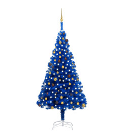 Arbre de Noël artificiel pré-éclairé et boules bleu 240 cm PVC