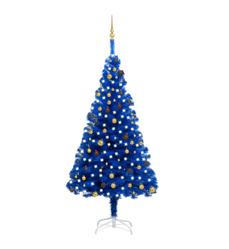 Arbre de Noël artificiel pré-éclairé et boules bleu 240 cm PVC