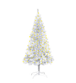 Sapin de Noël artificiel pré-éclairé/support argenté 150 cm PET