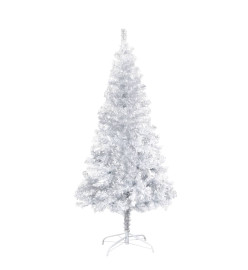 Sapin de Noël artificiel pré-éclairé/support argenté 150 cm PET