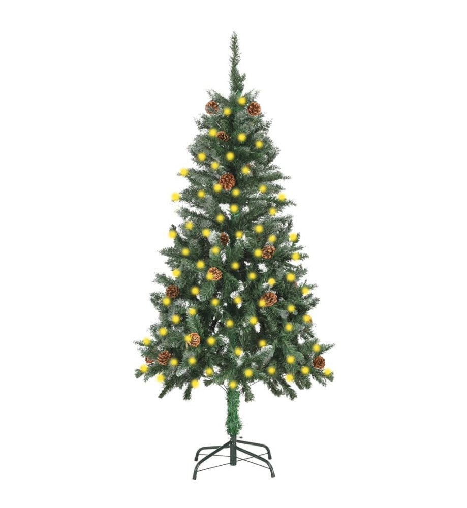 Sapin de Noël artificiel pré-éclairé et pommes de pin 150 cm