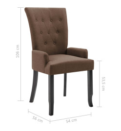 Chaises à manger avec accoudoirs lot de 2 marron tissu