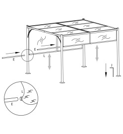 Pergola de jardin avec auvent rétractable 3x3 m Taupe 180 g/m²