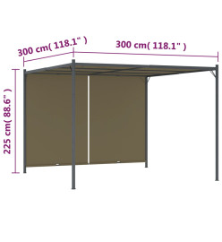 Pergola de jardin avec auvent rétractable 3x3 m Taupe 180 g/m²