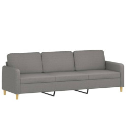 Canapé à 3 places avec repose-pieds Gris foncé 210 cm Tissu