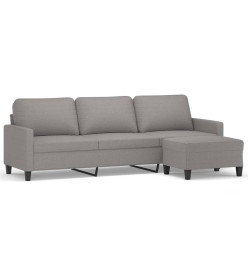 Canapé à 3 places avec repose-pieds Gris clair 210 cm Tissu