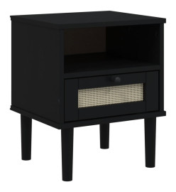 Table de chevet SENJA aspect de rotin noir bois de pin massif
