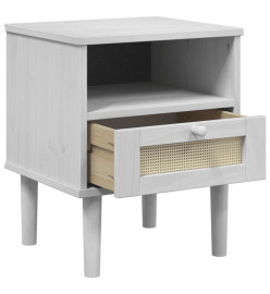 Table de chevet SENJA aspect de rotin blanc bois de pin massif
