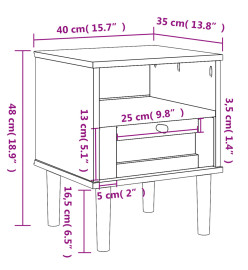 Table de chevet SENJA aspect de rotin blanc bois de pin massif