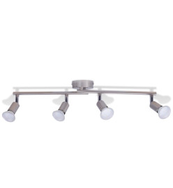 Plafonnier avec 4 projecteurs LED Nickel satiné