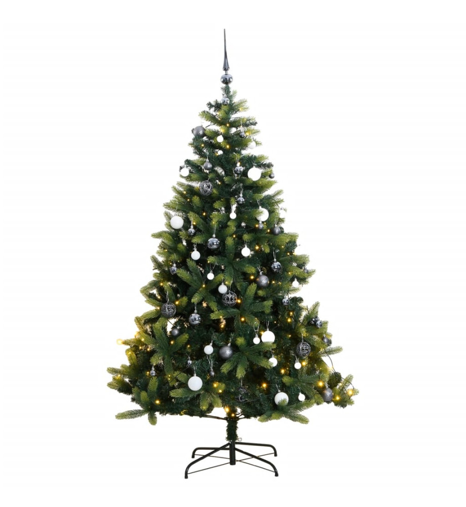 Sapin de Noël artificiel articulé 300 LED et boules 180 cm