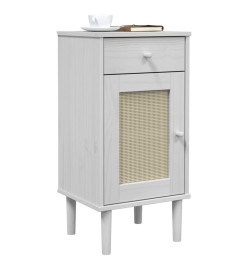 Table de chevet SENJA aspect de rotin blanc bois de pin massif