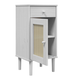 Table de chevet SENJA aspect de rotin blanc bois de pin massif