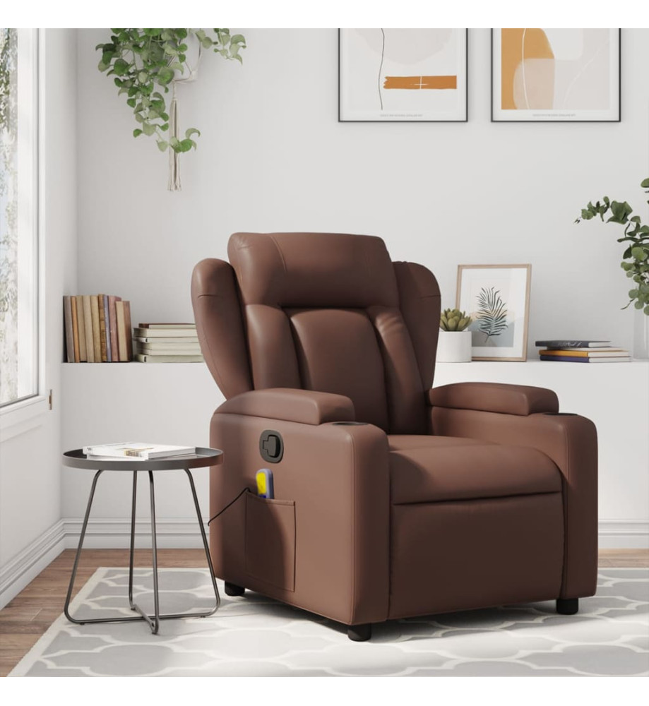 Fauteuil de massage inclinable Marron Similicuir