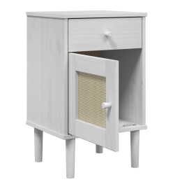 Table de chevet SENJA aspect de rotin blanc bois de pin massif