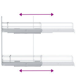 Panier métallique coulissant 2 niveaux argenté 47x12x56 cm