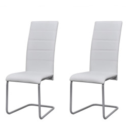 Chaises à manger cantilever lot de 2 blanc similicuir