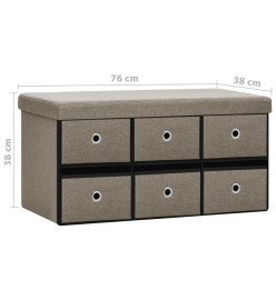 Banc de rangement pliable Taupe 76x38x38 cm Faux lin