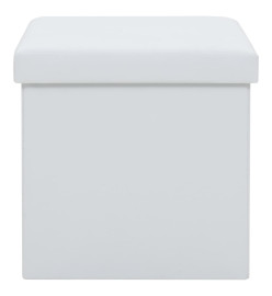 Tabourets de rangement pliables lot de 2 blanc similicuir