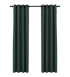 Rideaux occultants Aspect lin avec œillets 2 pcs Vert 140x225cm