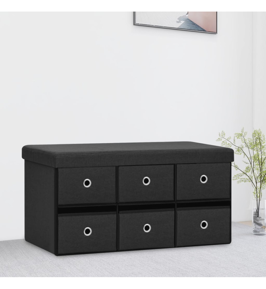 Banc de rangement pliable Noir 76x38x38 cm Faux lin