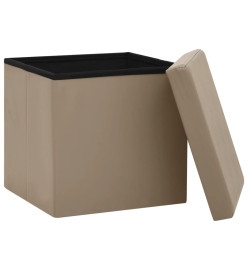 Tabourets de rangement pliables lot de 2 cappuccino PVC